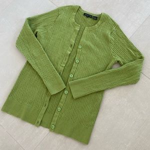 Jeanne Pierre Cable Knit Green Cotton Cardigan M